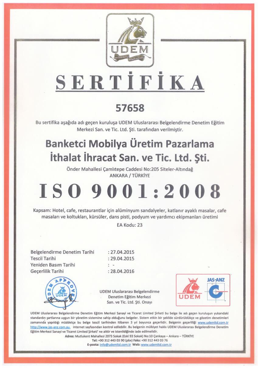 ISO 9001:2008 — Kalite Yönetim Sistemi — Banketçi Mobilya